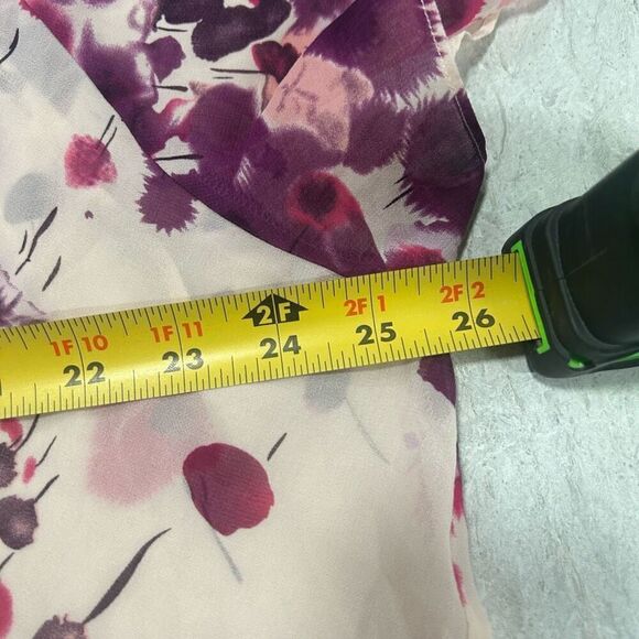 Calvin Klein Pink Floral Tie‎ Front Short Sleeve Semi Sheer Top Plus Size 3X - Picture 12 of 15